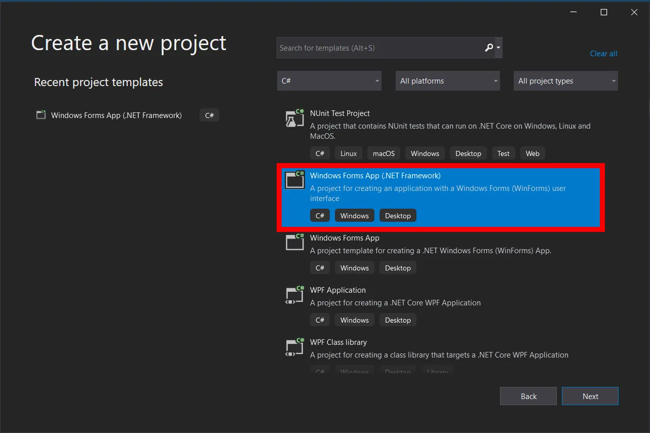 Start creating new project