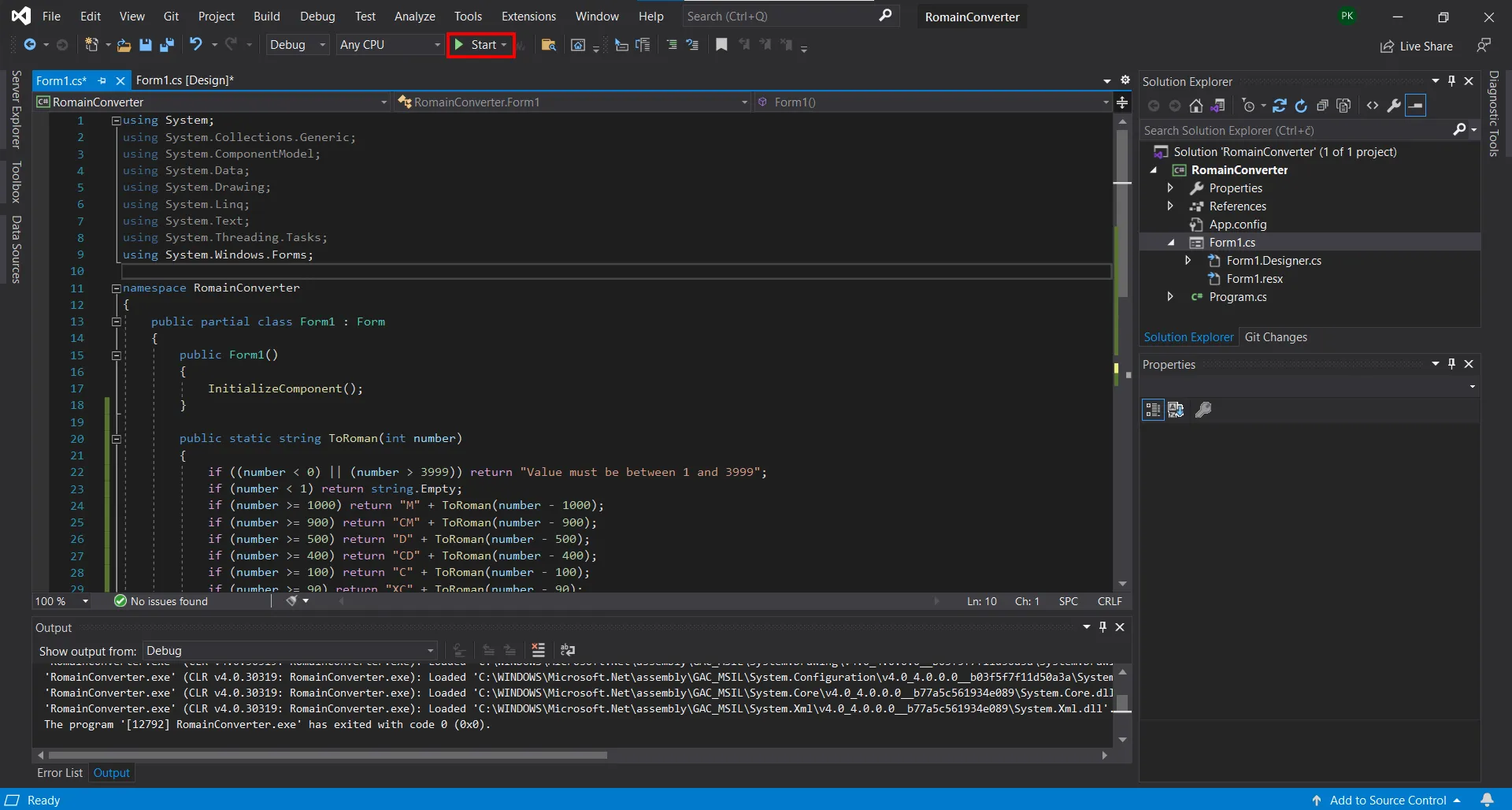 Start debugger